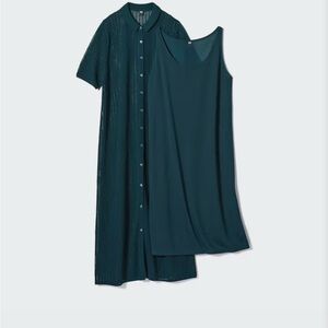 BLACK Uniqlo Lace Knit Polo Black Button-Down layered dress size medium